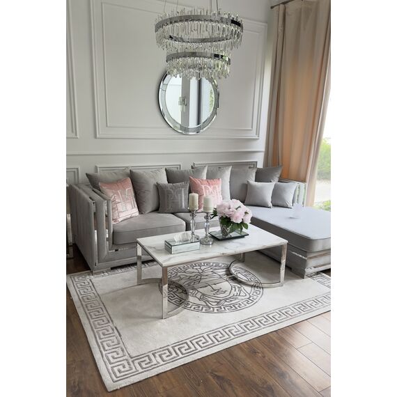 BULGARI XL crystal chandelier, two-story, luxurious glamor silver