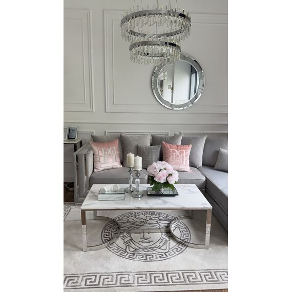 BULGARI XL crystal chandelier, two-story, luxurious glamor silver