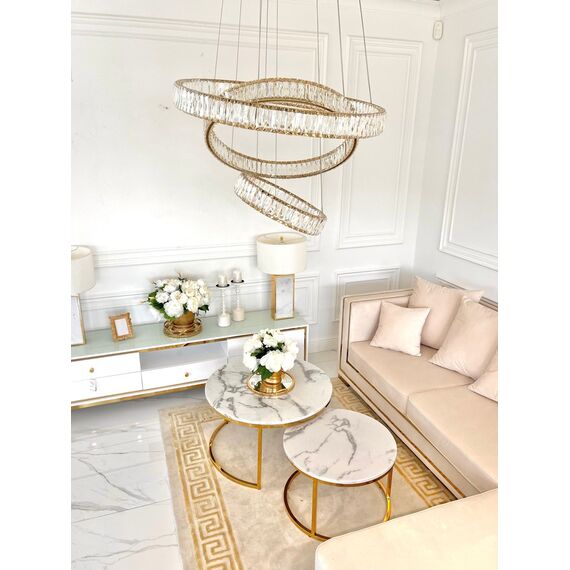 CRYSTAL XL gold crystal chandelier, glamour, exclusive, modern three-level ring