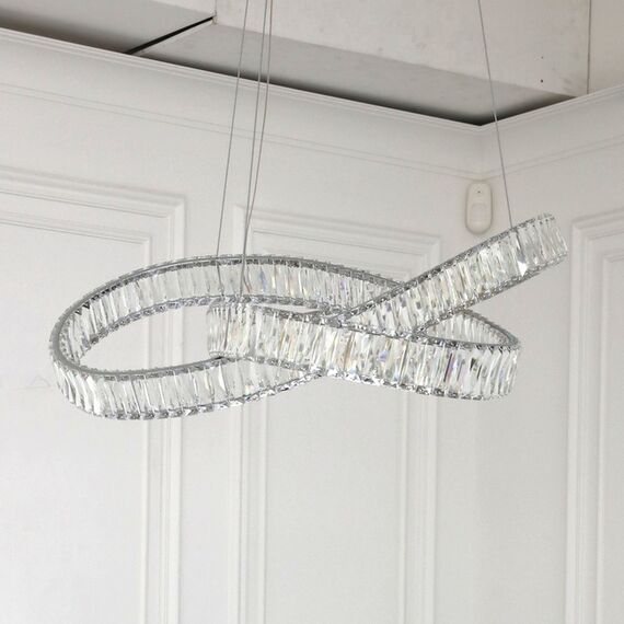 LILIBET M glamorous crystal chandelier, modern, designer, silver hanging lamp