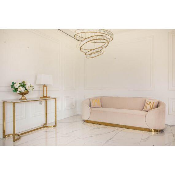 Glamorous sofa exclusive for living room, beige gold FLORENCE
