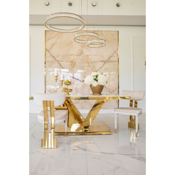 Designer modern beige chair in velvet velour fabric EMPIRE