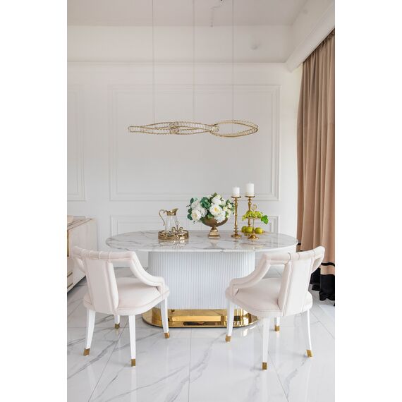 Exclusive glamorous dining chair, beige, white PALACE