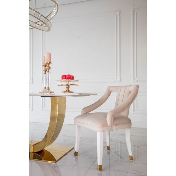Exclusive glamorous dining chair, beige, white PALACE