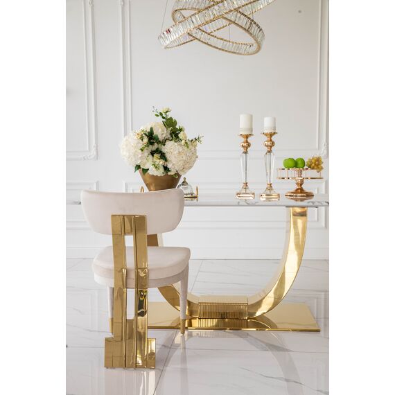 Glamour dining room table gold steel white top ART DECO