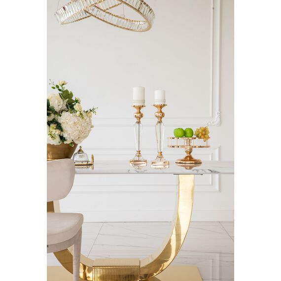 Glamour dining room table gold steel white top ART DECO