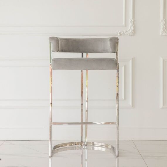 MARCO modern silver grey glamour upholstered barstool for dining room, bar, isle 53x51x92