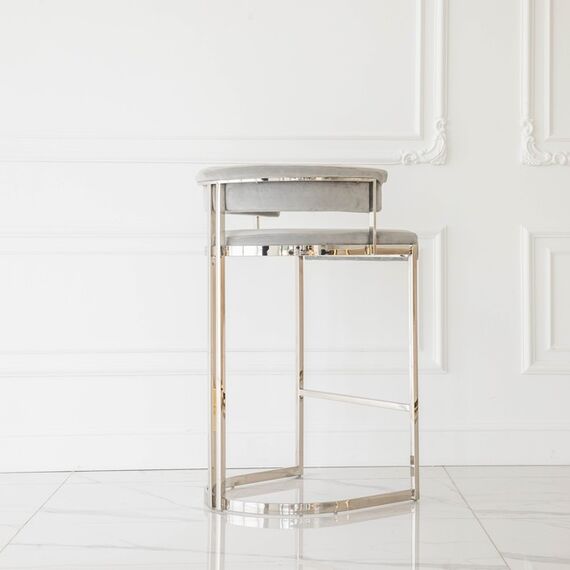 MARCO modern silver grey glamour upholstered barstool for dining room, bar, isle 53x51x92