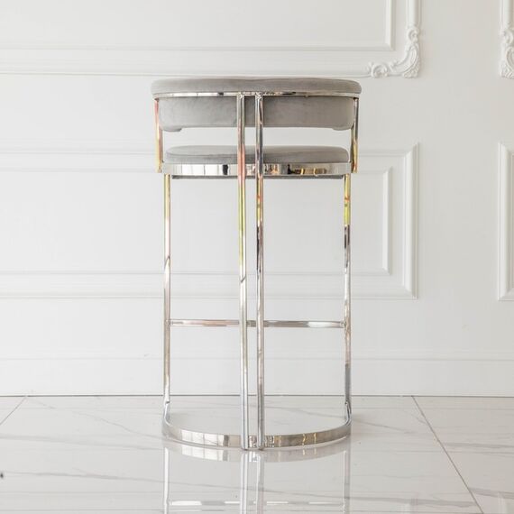 MARCO modern silver grey glamour upholstered barstool for dining room, bar, isle 53x51x92