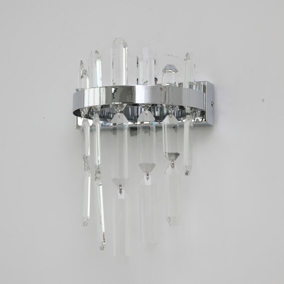 Crystal wall lamp, silver, modern, glamorous BULGARI wall lamp