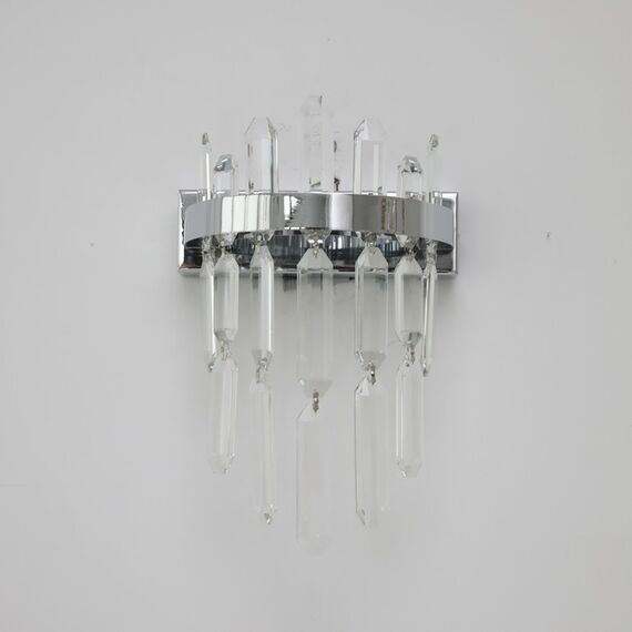 Crystal wall lamp, silver, modern, glamorous BULGARI wall lamp
