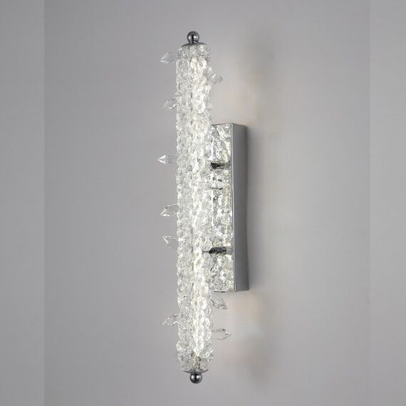 Kinkiet kryształowy, srebrny, nowoczesny, lampa ścienna glamour ICE