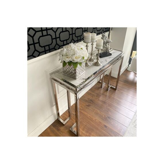 Glamour console marble stainless steel OSKAR SILVER OUTLET