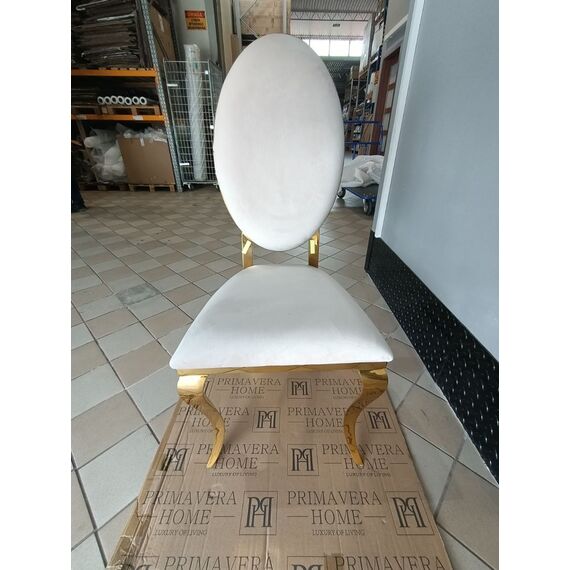 Dining chair, elegant, steel, modern, beige, gold AZURO OUTLET
