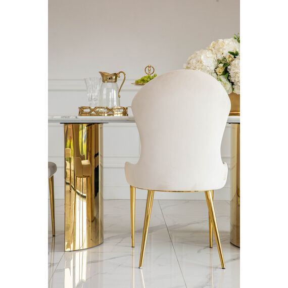 LOUIS modern beige gold New York-style upholstered glamour chair 49x55x110