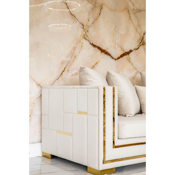 Glamor sofa for the living room, foldable, designer, modern with gold slats PALACE