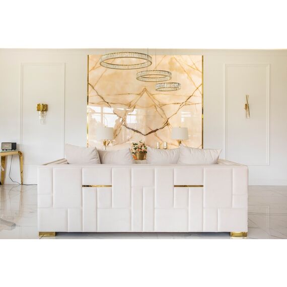 Glamor sofa for the living room, foldable, designer, modern with gold slats PALACE