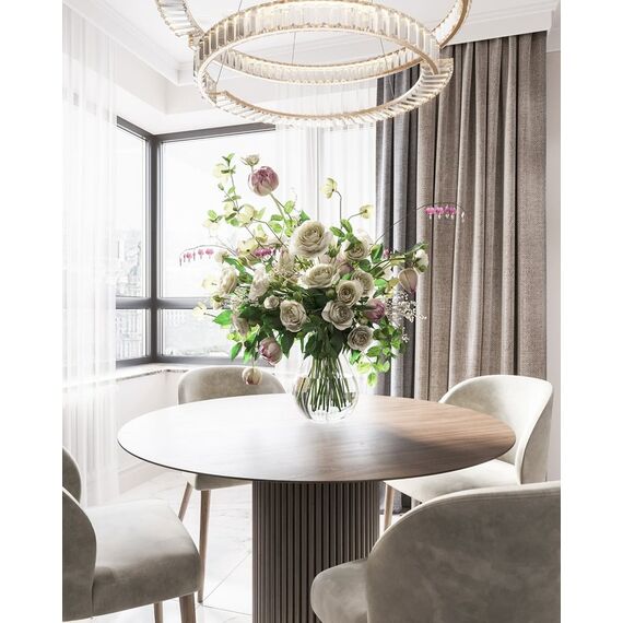 Glamor dining table, art deco, wooden, lacquered, designer, white OVALE 110 cm