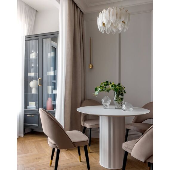 Glamor dining table, art deco, wooden, lacquered, designer, white OVALE 110 cm