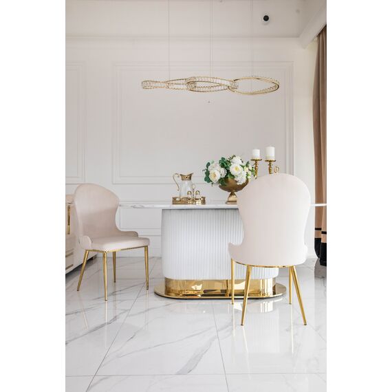Stół złoty z marmurowym blatem, glamour do jadalni, nowoczesny, designerski ROYAL