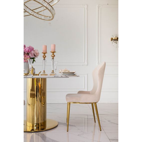 Round glamor dining table, on a golden steel leg, modern, 130cm ORION