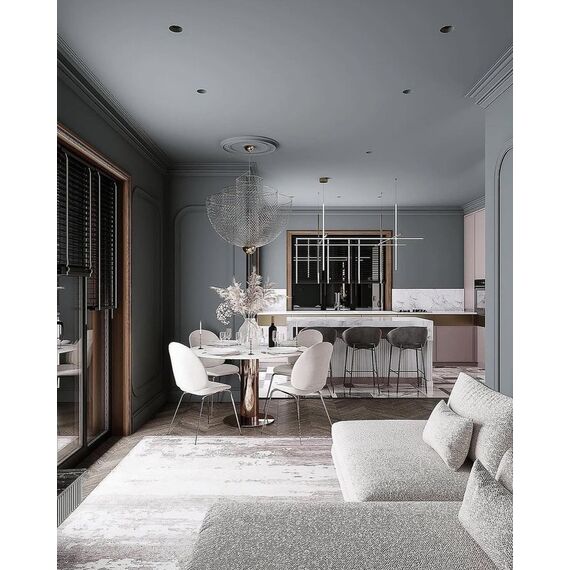 Round glamor dining table, on a golden steel leg, modern, 130cm ORION