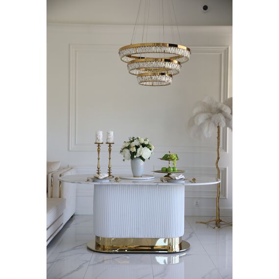 Gold table with marble top, glamour for the dining room, modern, designer, ROYAL OUTLET
