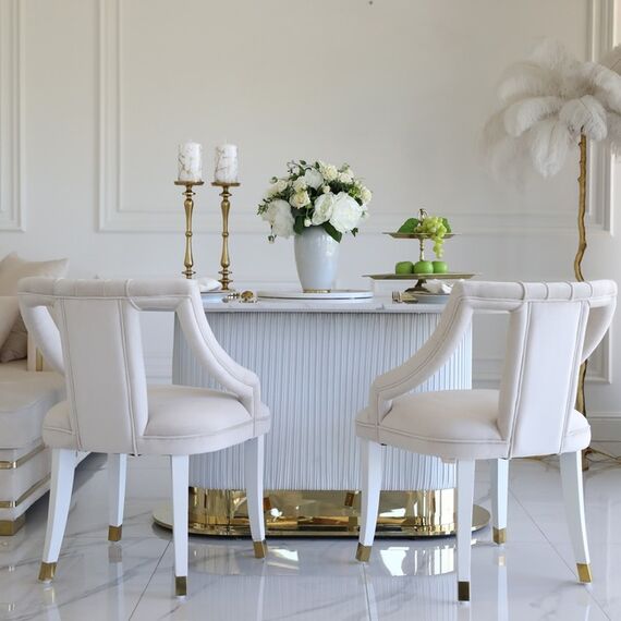 Gold table with marble top, glamour for the dining room, modern, designer, ROYAL OUTLET