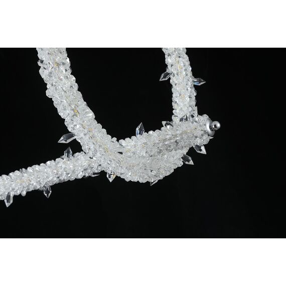 Glamorous ICE L crystal LED ceiling chandelier, elongated, modern silver