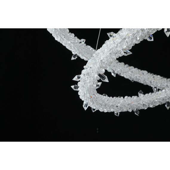 Glamorous ICE M crystal LED ceiling chandelier, round, modern silver