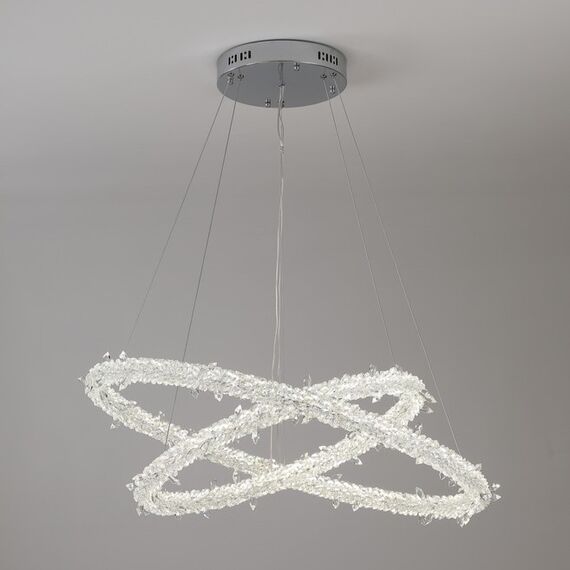 Glamorous ICE M crystal LED ceiling chandelier, round, modern silver