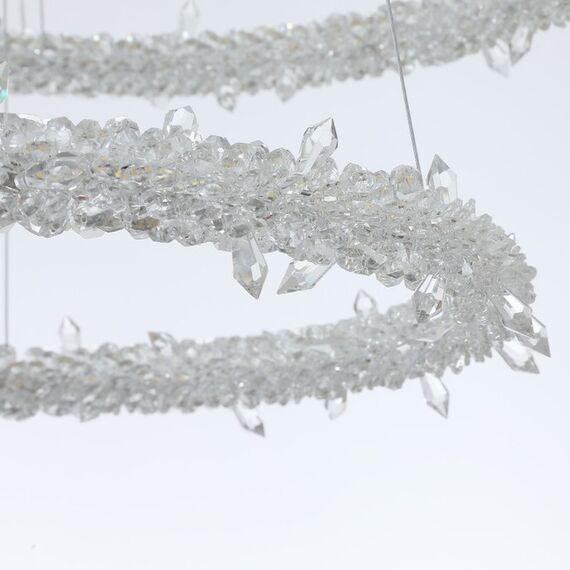 Glamorous ICE M crystal LED ceiling chandelier, round, modern silver