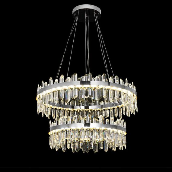 BULGARI XL crystal chandelier, two-story, luxurious glamor silver