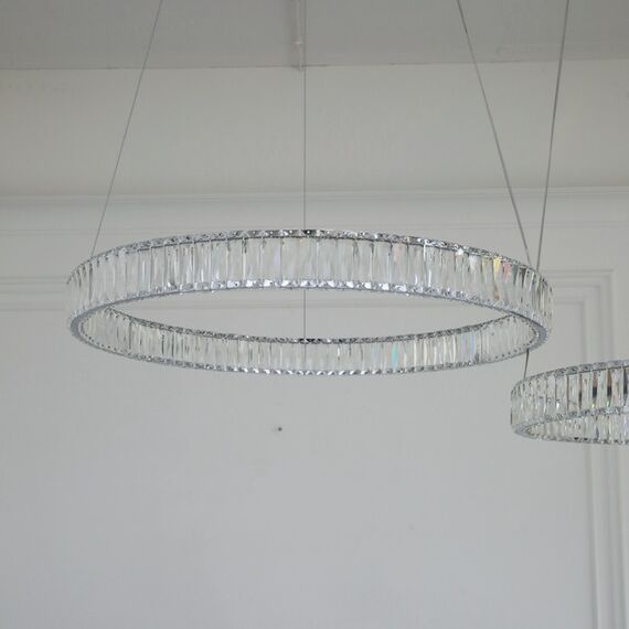 Żyrandol kryształowy CRYSTAL srebrny, glamour, ekskluzywny, nowoczesny ring