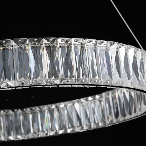 Żyrandol kryształowy CRYSTAL srebrny, glamour, ekskluzywny, nowoczesny ring