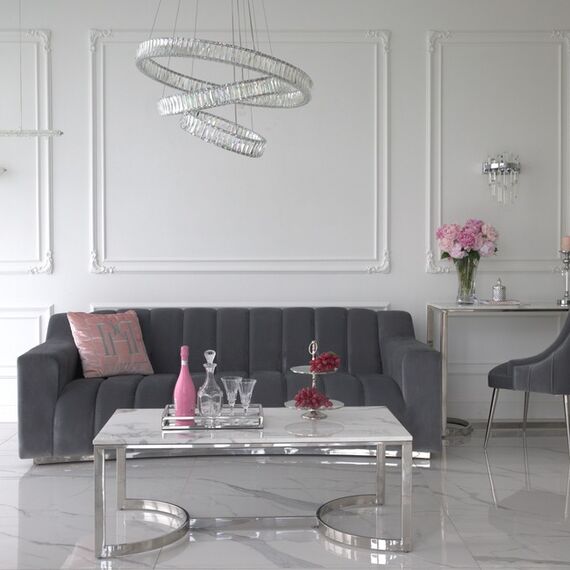 CRYSTAL XL silver crystal chandelier, glamour, exclusive, modern three-level ring