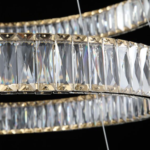CRYSTAL XL gold crystal chandelier, glamour, exclusive, modern three-level ring