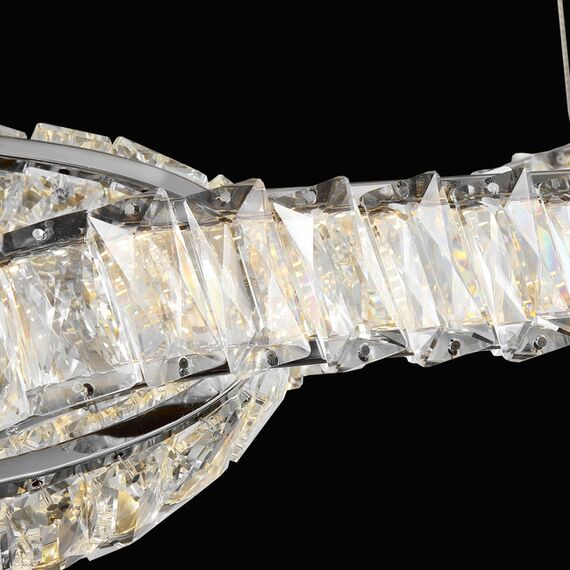 LILIBET L glamorous crystal chandelier, modern, designer, elongated silver hanging lamp