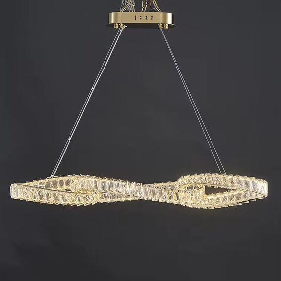 LILIBET L glamorous crystal chandelier, modern, designer, gold oblong hanging lamp
