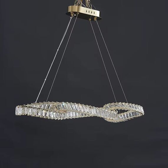 LILIBET L glamorous crystal chandelier, modern, designer, gold oblong hanging lamp