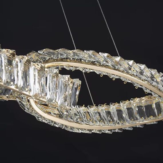 LILIBET L glamorous crystal chandelier, modern, designer, gold oblong hanging lamp