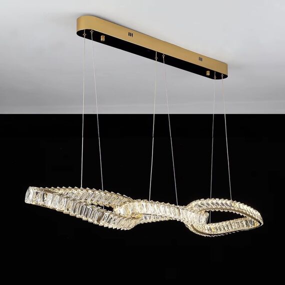 LILIBET L glamorous crystal chandelier, modern, designer, gold oblong hanging lamp