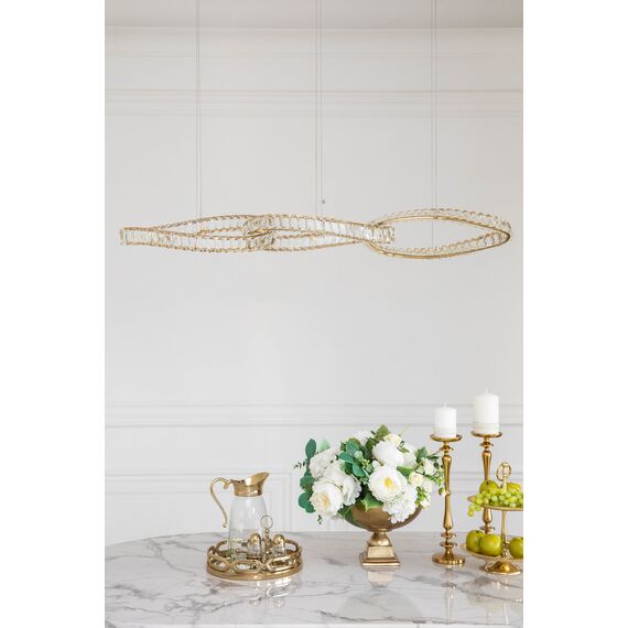 LILIBET L glamorous crystal chandelier, modern, designer, gold oblong hanging lamp