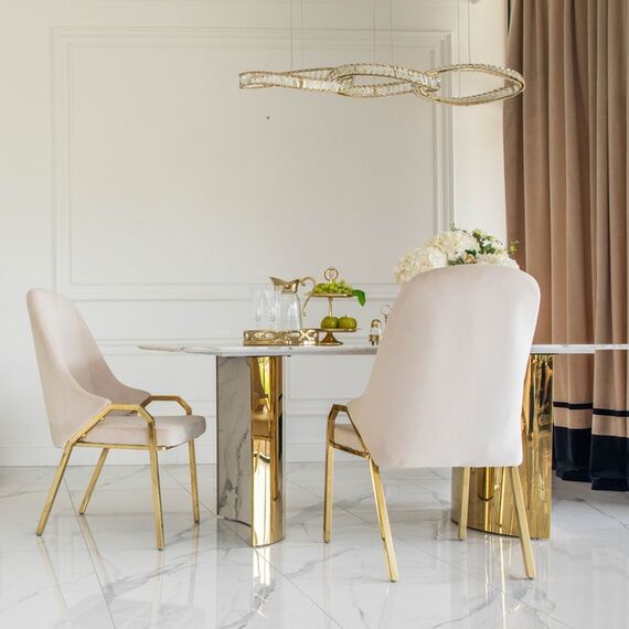 LILIBET L glamorous crystal chandelier, modern, designer, gold oblong hanging lamp