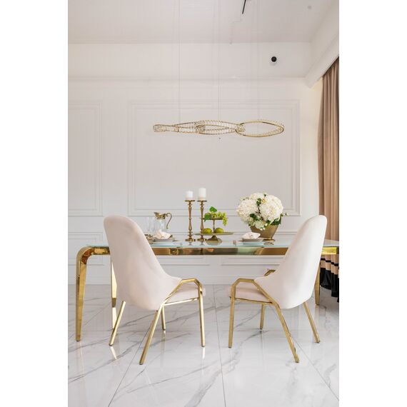 LILIBET L glamorous crystal chandelier, modern, designer, gold oblong hanging lamp