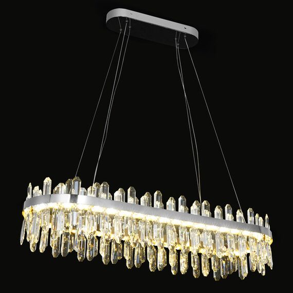 BULGARI L crystal chandelier, silver glamorous hanging lamp, modern for the living room, adjustable