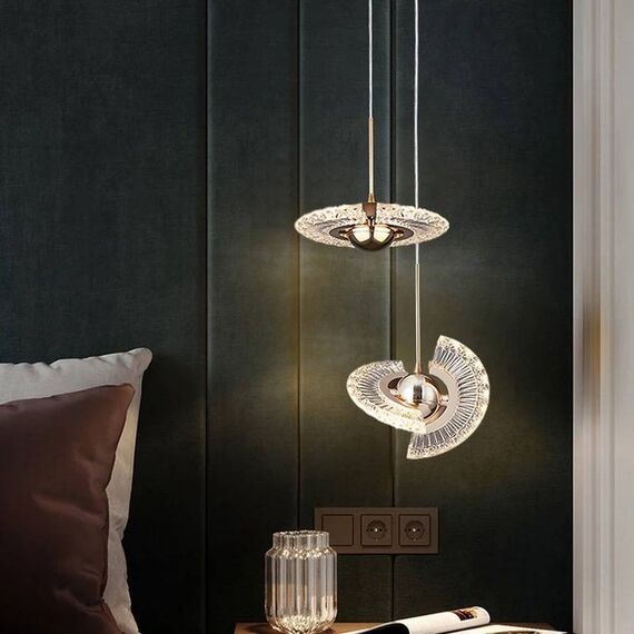 Żyrandol nowoczesny złoty, lampa wisząca glamour designerska ekskluzywna, pojedynczy zwis FLOW S