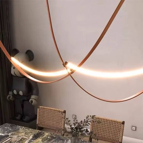 Modern designer leather chandelier, stylish pendant lamp, COSMOPOLITAN S M stripes