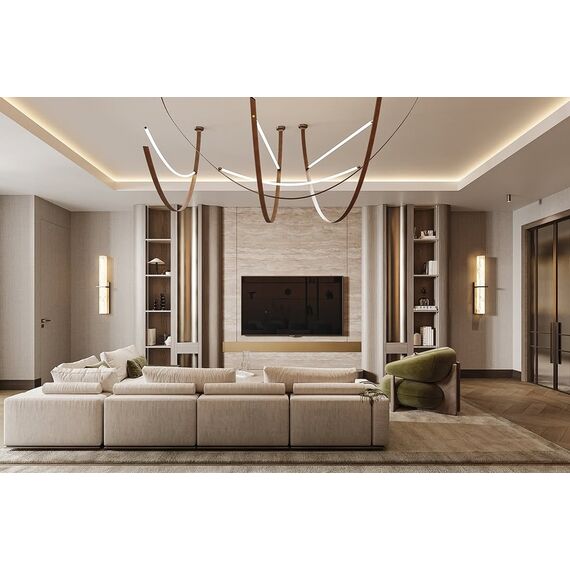 Modern designer leather chandelier, stylish pendant lamp, COSMOPOLITAN S M stripes