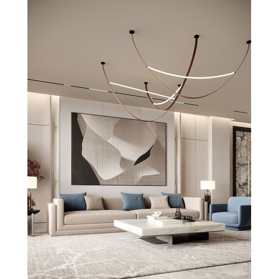 Modern designer leather chandelier, stylish pendant lamp, COSMOPOLITAN S M stripes